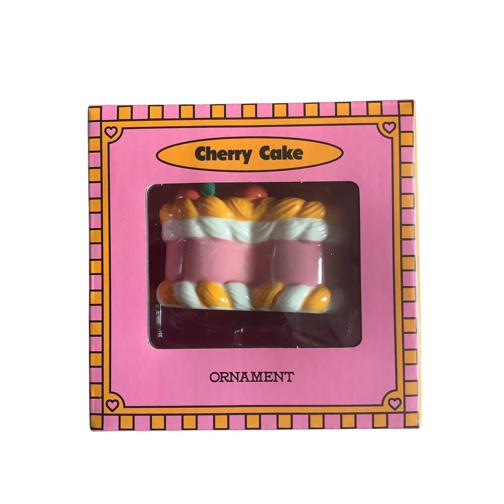 Ban.do Cherry Cake Ornament Pink Heart Shaped Dessert Resin Holiday Decor